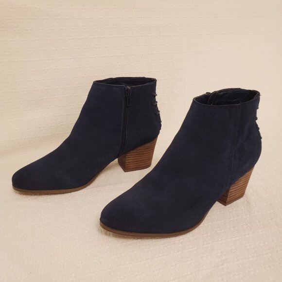 ALDO Abiralle Womens Navy Blue Suede Ankle Booties Stacked Block Heel - 7.5 - Picture 6 of 12